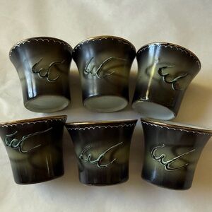 Vintage set of 6 Japanese Moriage Dragonware Litrophane translucent image cups